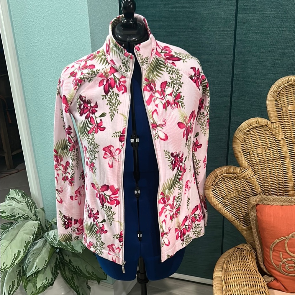 Tommy Bahama Pink and Green Bomber Jacket